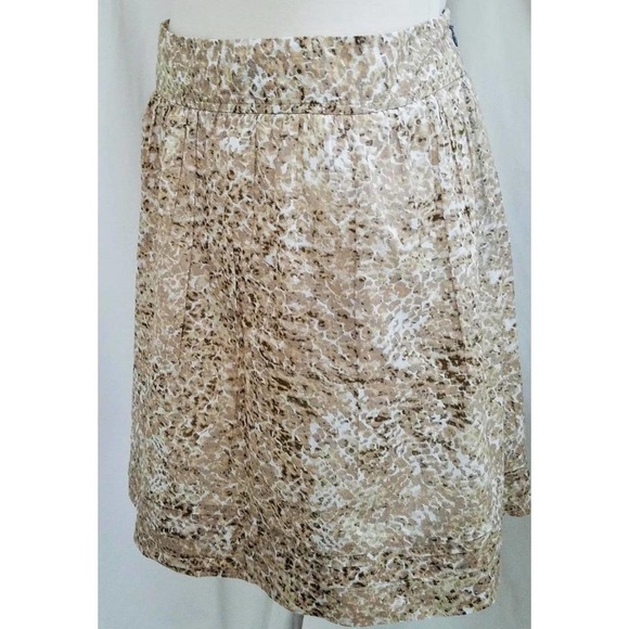 LOFT Dresses & Skirts - ANN TAYLOR LOFT Brown Beige Watercolor Leopard Animal Print Cotton Skirt 10
